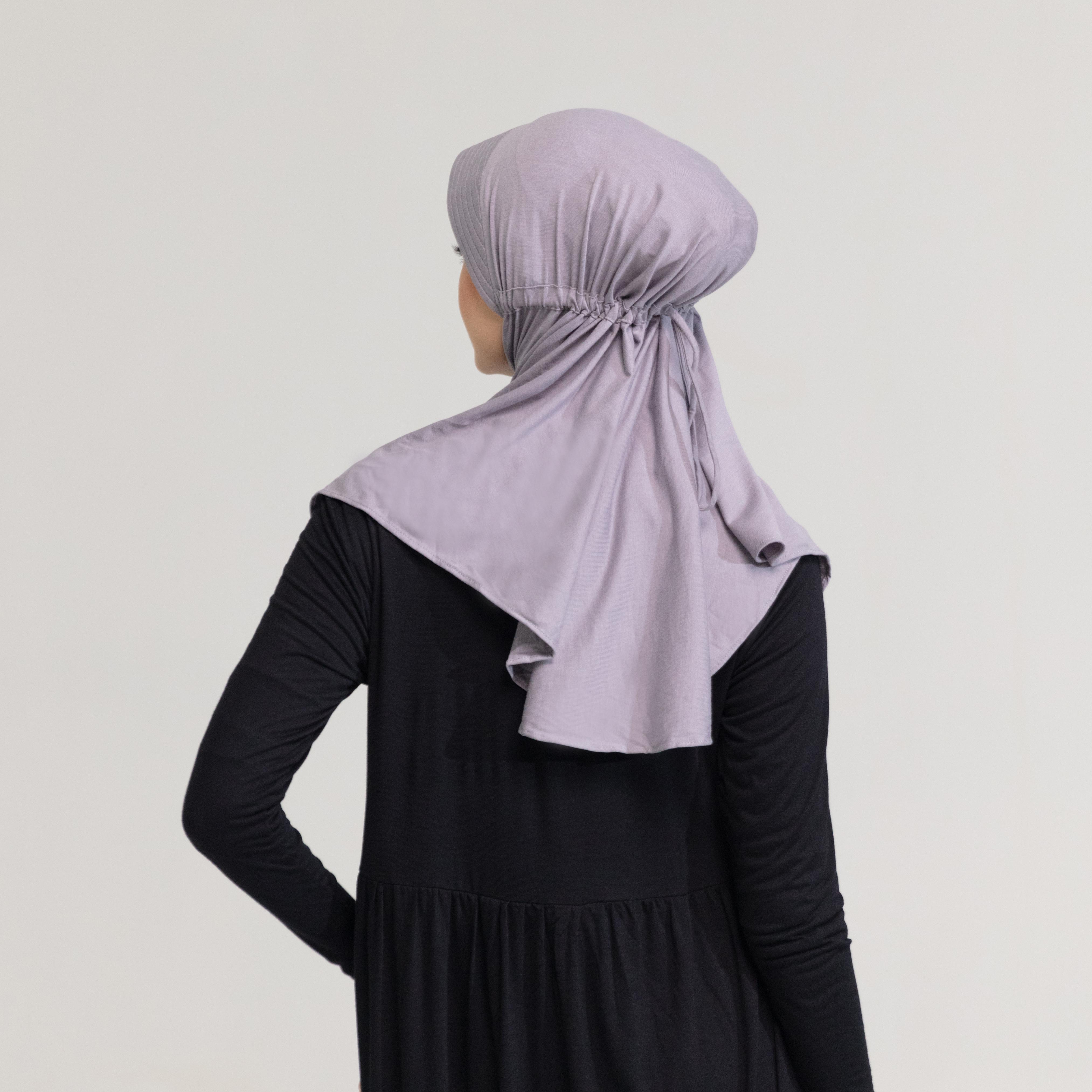 DAUKY -  Hijab Bergo Jilbab Basic Polos Kaos Rara - Abu Muda