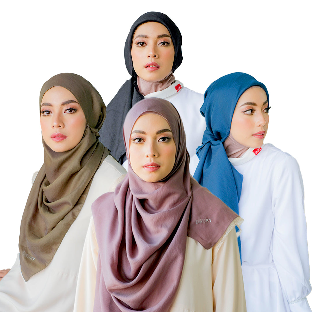 Dauky Hijab Segiempat Kerudung Monza Scarf - Biru Tua