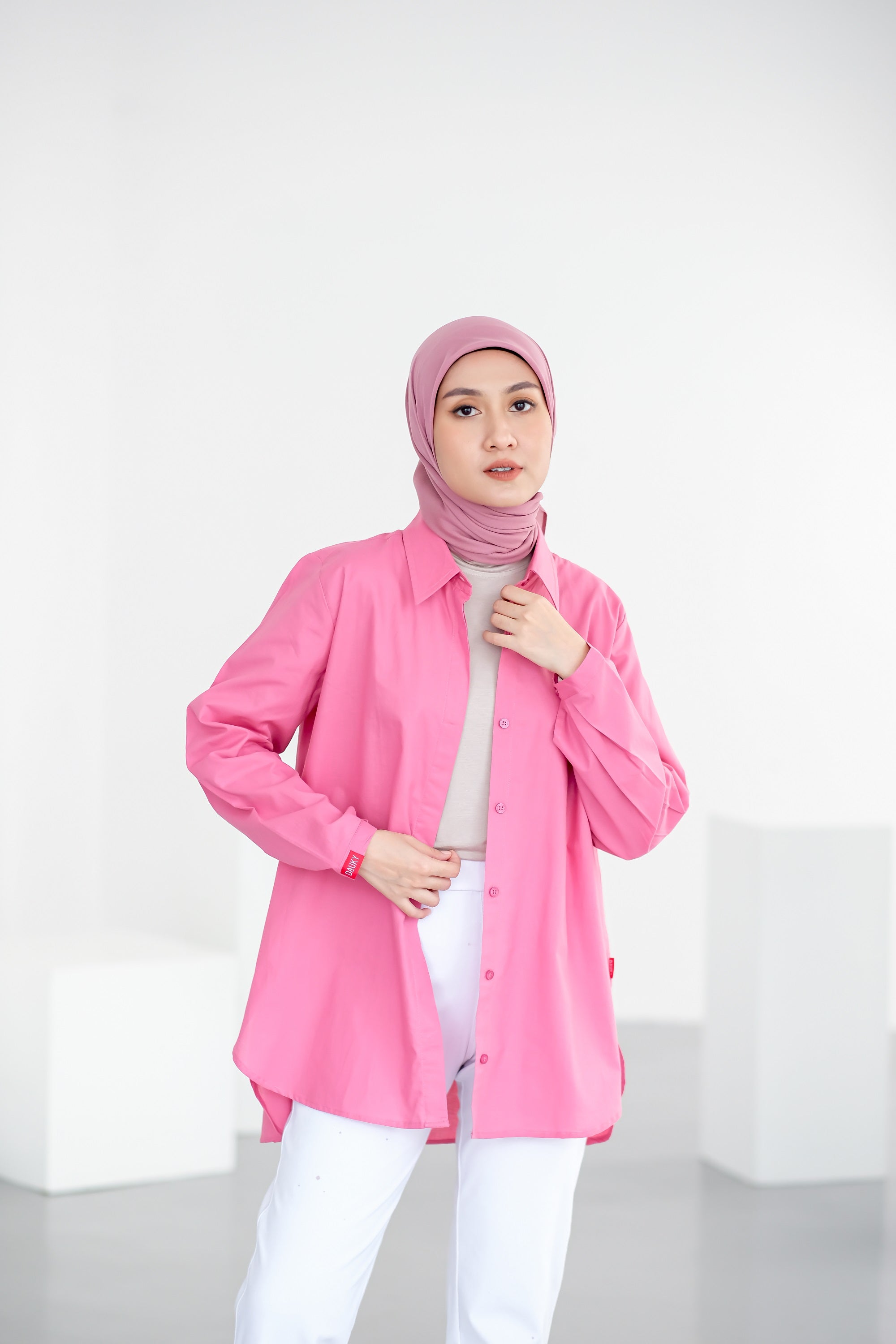 DAUKY Atasan Wanita M Tunik Basic - Pink