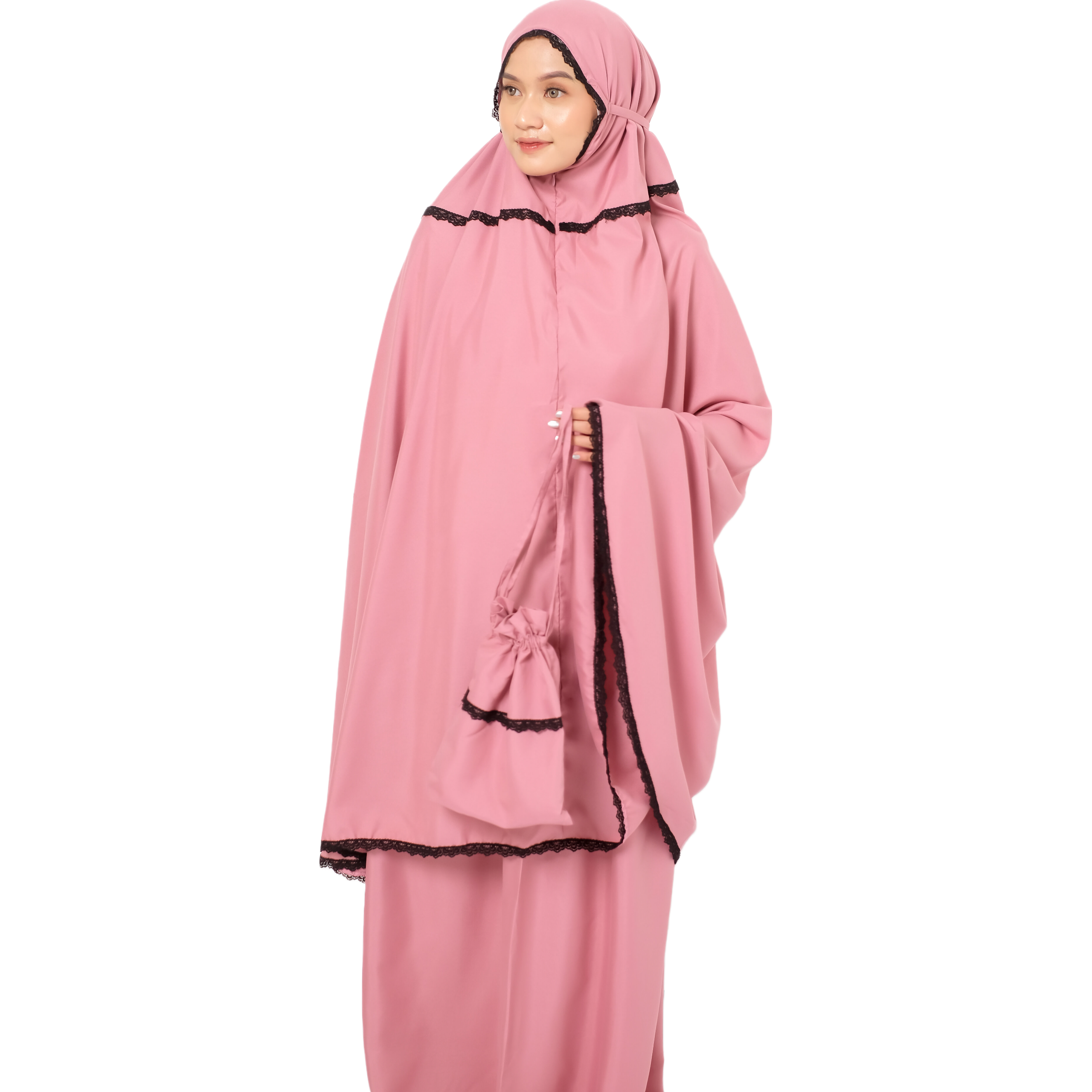 Dauky Mukena Travel Two In One - Pink