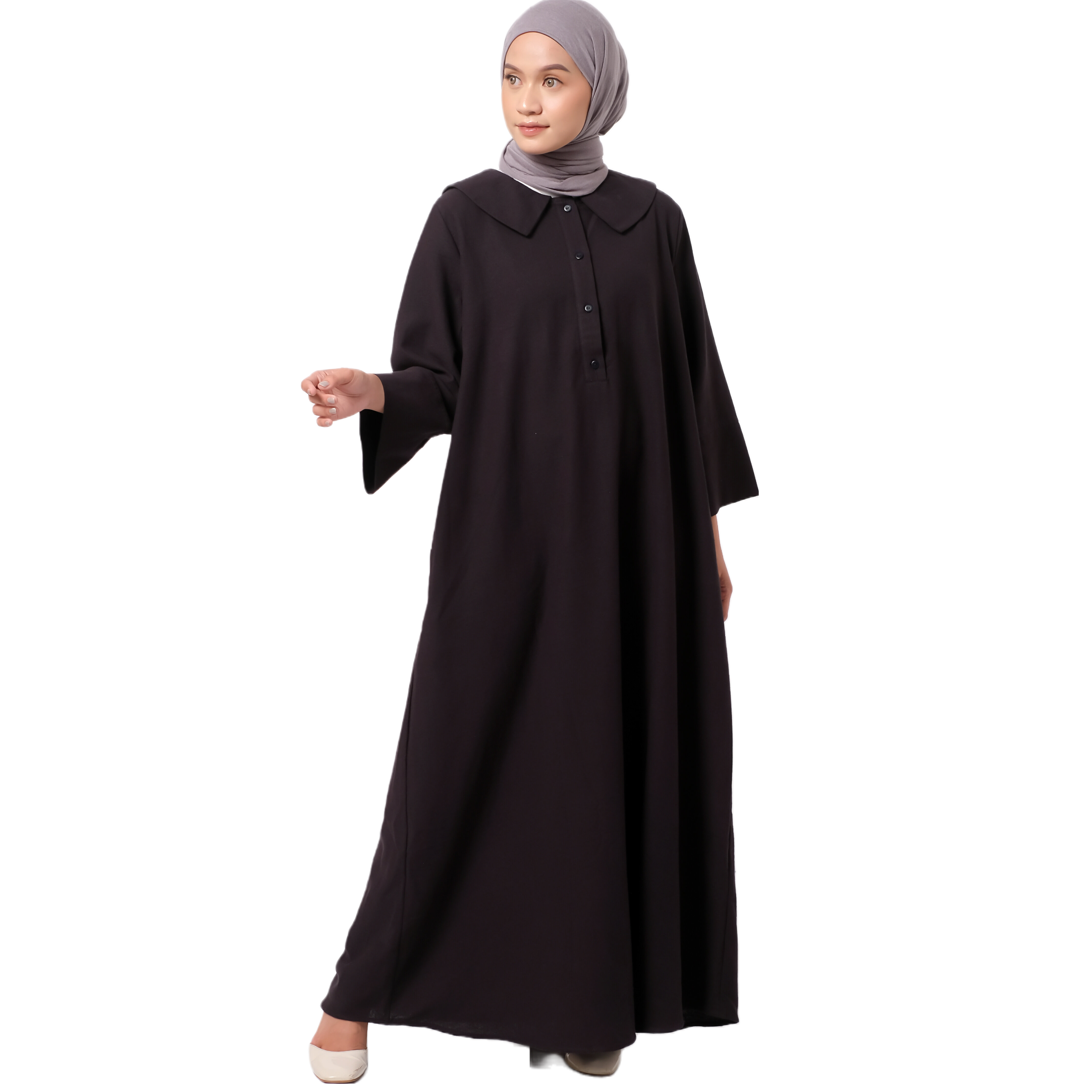 L Dress Linen Rami - Hitam