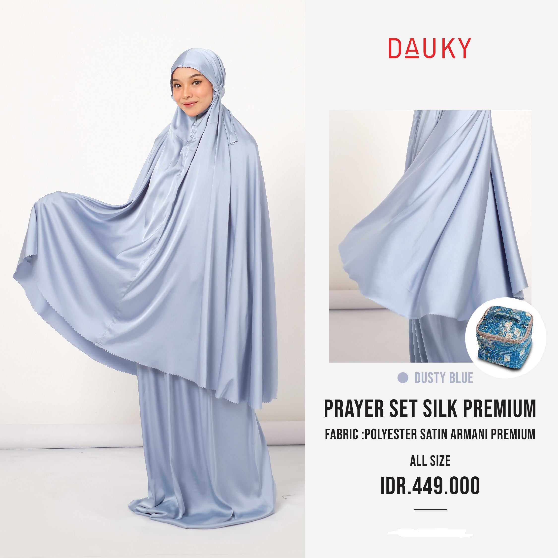 Dauky Mukena Prayer Set Silk Premium - Dusty Blue