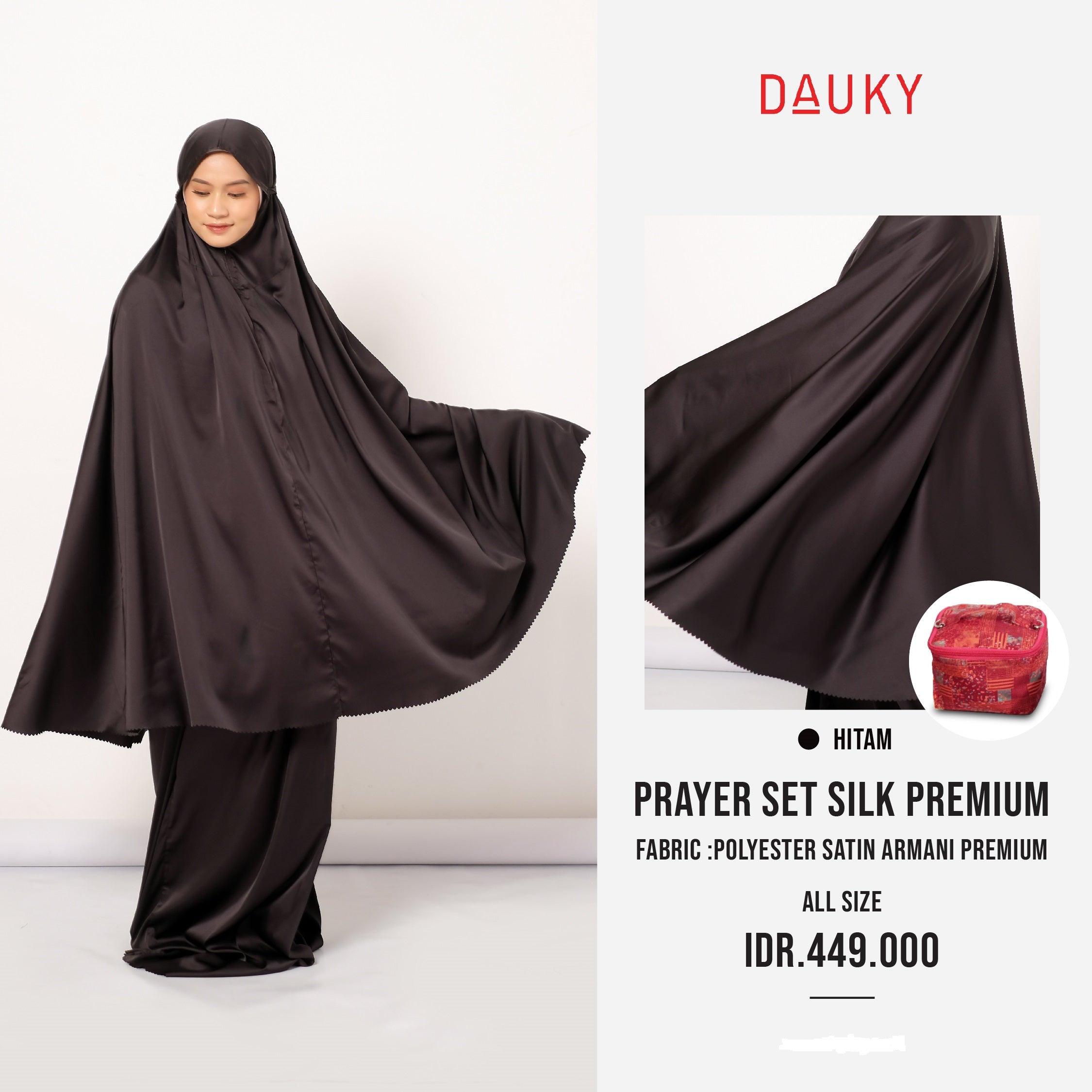 Dauky Mukena Prayer Set Silk Premium - Hitam