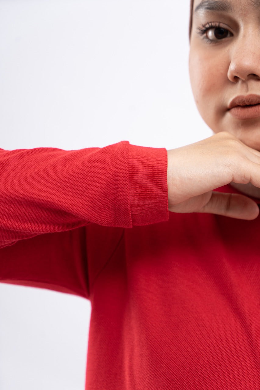 DAUKY Atasan Wanita Tunik Ladies Polo Shirt - Merah