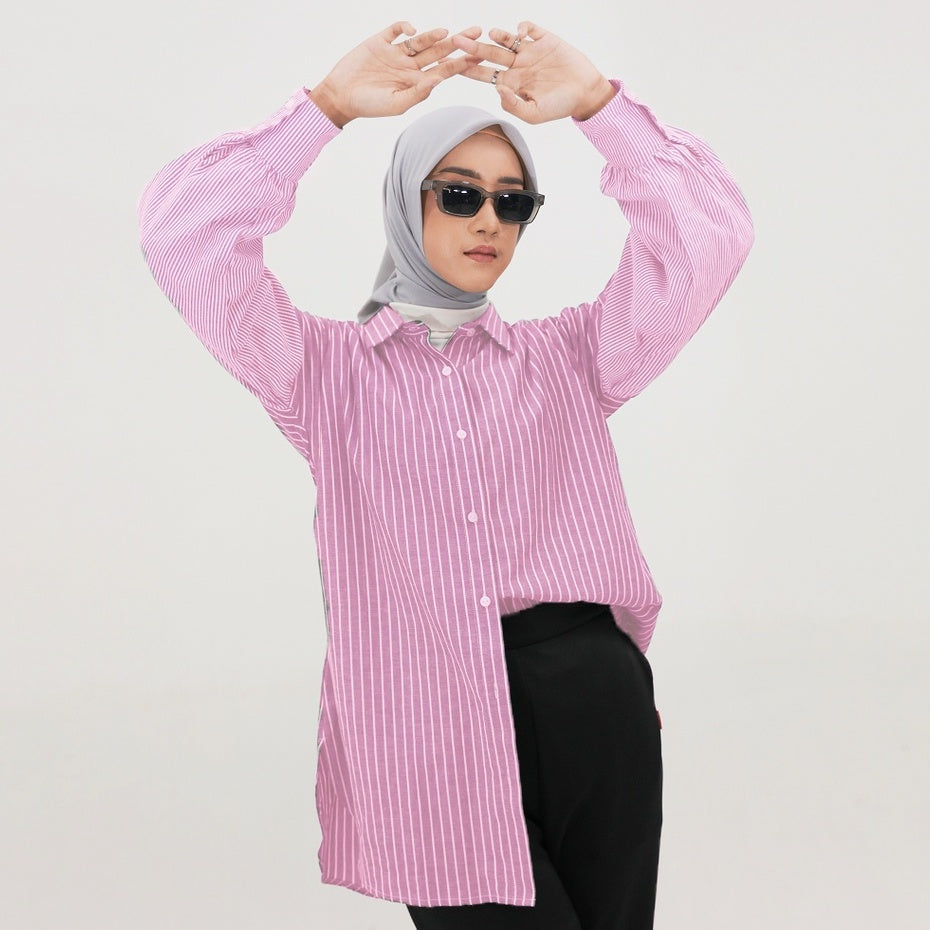 Dauky M Tunic Dropshoulder Stripe Smart Tunic Collection - Pink