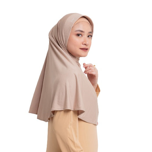 Dauky Hijab Bergo Jilbab Instant Basic Polos Kaos Riri - Tobaco